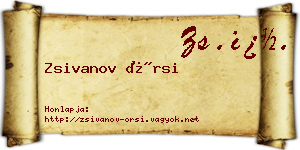 Zsivanov Örsi névjegykártya